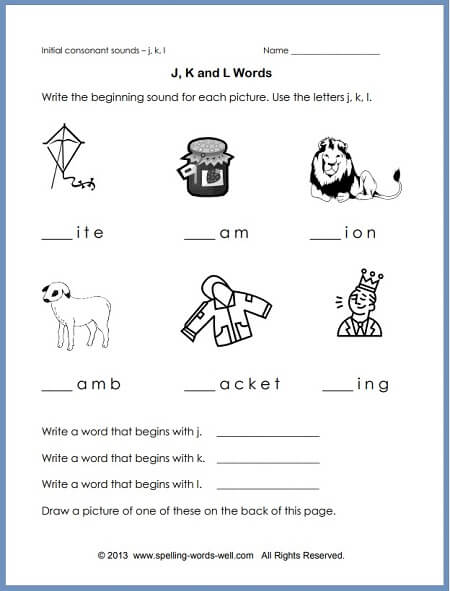 Phonics Worksheet to Reinforce Initial Sounds