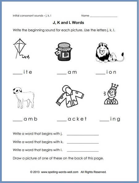 phonics worksheet to reinforce initial sounds