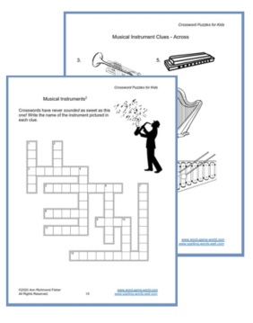 Pages 15-16 of the new Crossword Puzzles for Kids eBook
