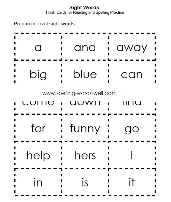 Sight Words Flash Cards Sight Words Lists