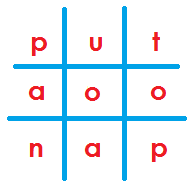 primary phonics - tic tac toe game board
