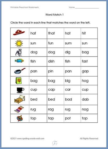 free printable preschool worksheets