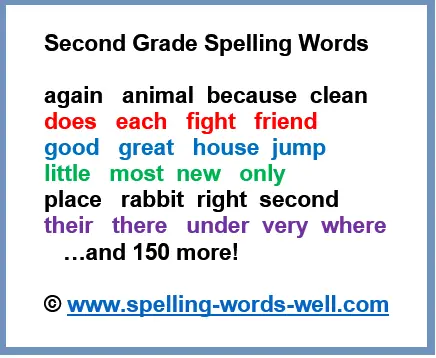 Second Grade Spelling Words - new pin