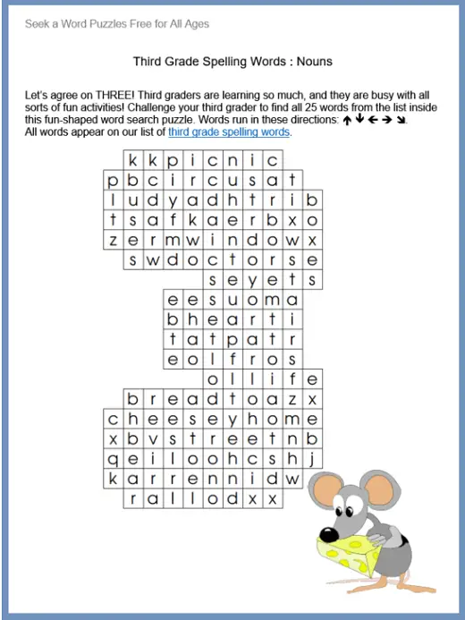 Seek a Word Puzzle Free -Three Word Search
