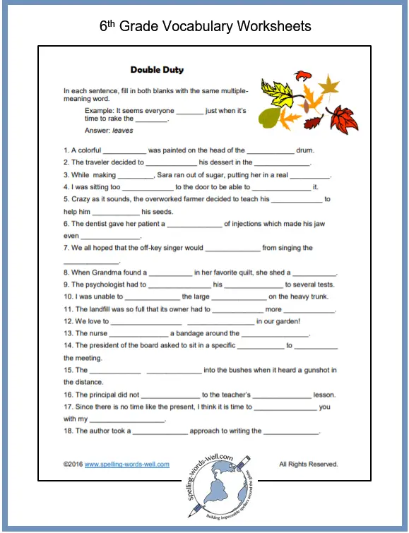 Words And Their Meanings Worksheets K5 Learning 5th Grade Vocabulary 