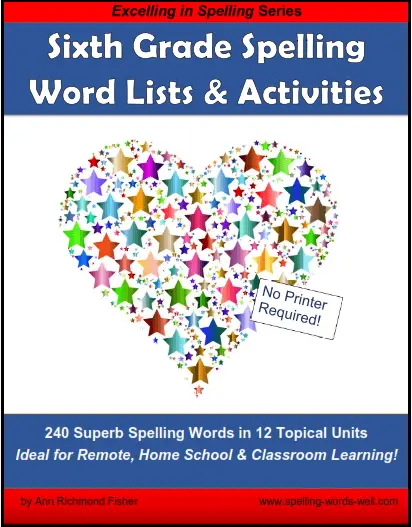 Sixth Grade Spelling Words & Activities Cover