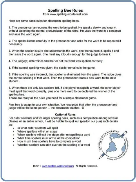 Spelling Bee Rules For Your Next Competition
