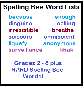 Spelling bee word lists