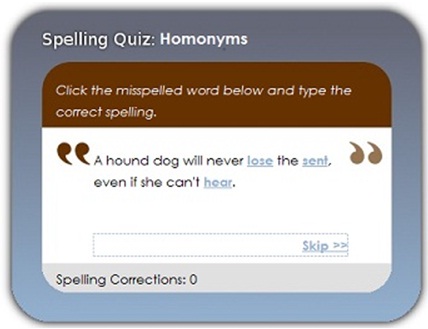 online spelling game for homonyms