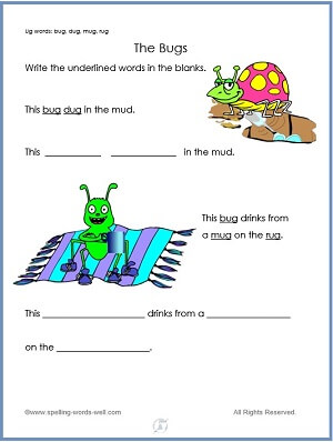 fun worksheet for kindergarten spelling