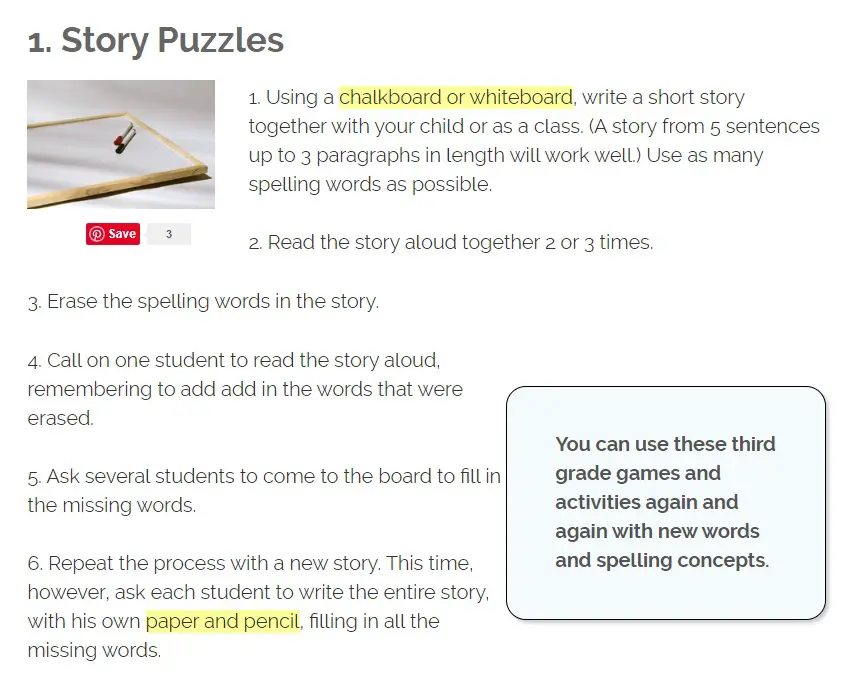 Third grade lesson plans: Story Puzzles
