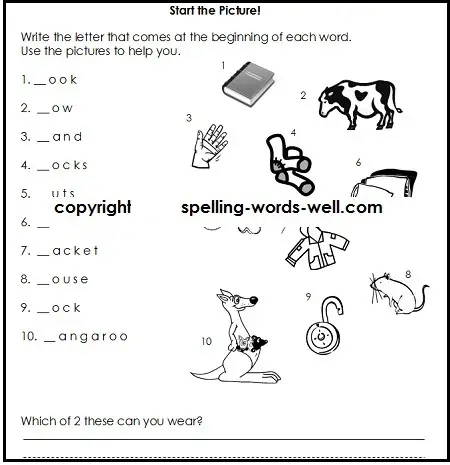 Worksheets for First Grade Spelling Practice