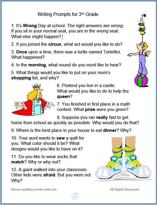 Free 3rd grade writing prompts Free 3rd grade writing prompts picture